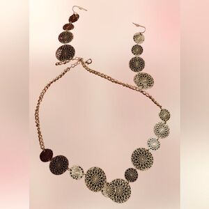 Vintage style Stencilled leaf necklace and drop. Earrings set new